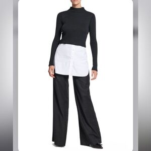 Theory Combo Wool-Blend Tunic Sweater Shirt